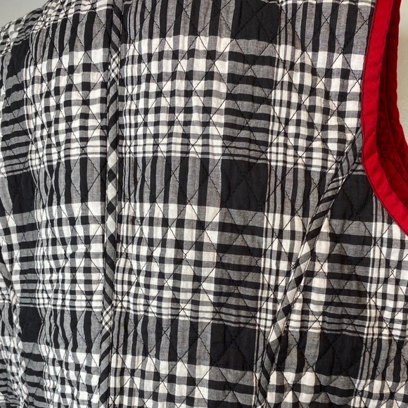 Plaid black and white quilted vest REVERSIBLE red - Picture 12 of 12